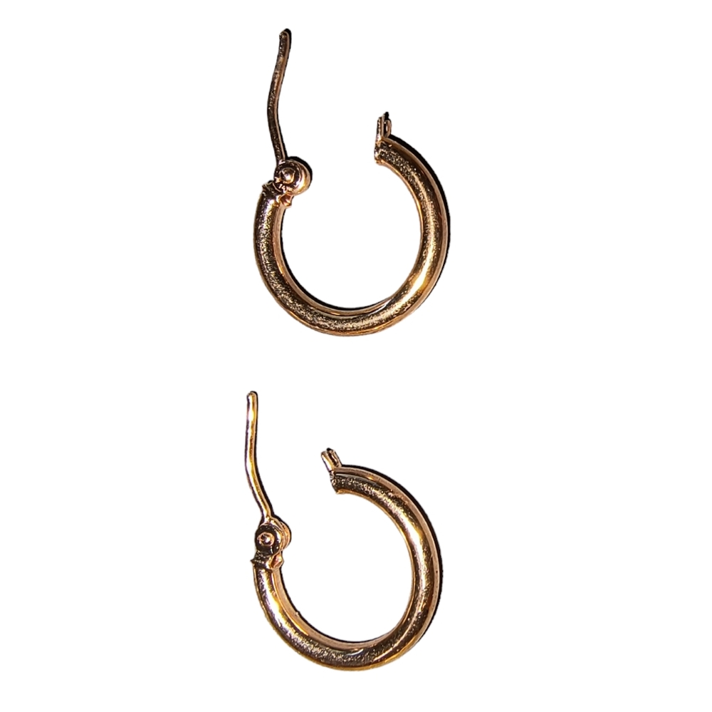 14K Rose Gold Small Huggie Hoop Earrings - Picture 4 of 9